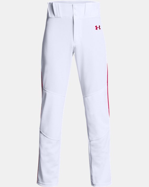 Boys' UA Utility Relaxed Piped Baseball Pants, White, pdpMainDesktop image number 0